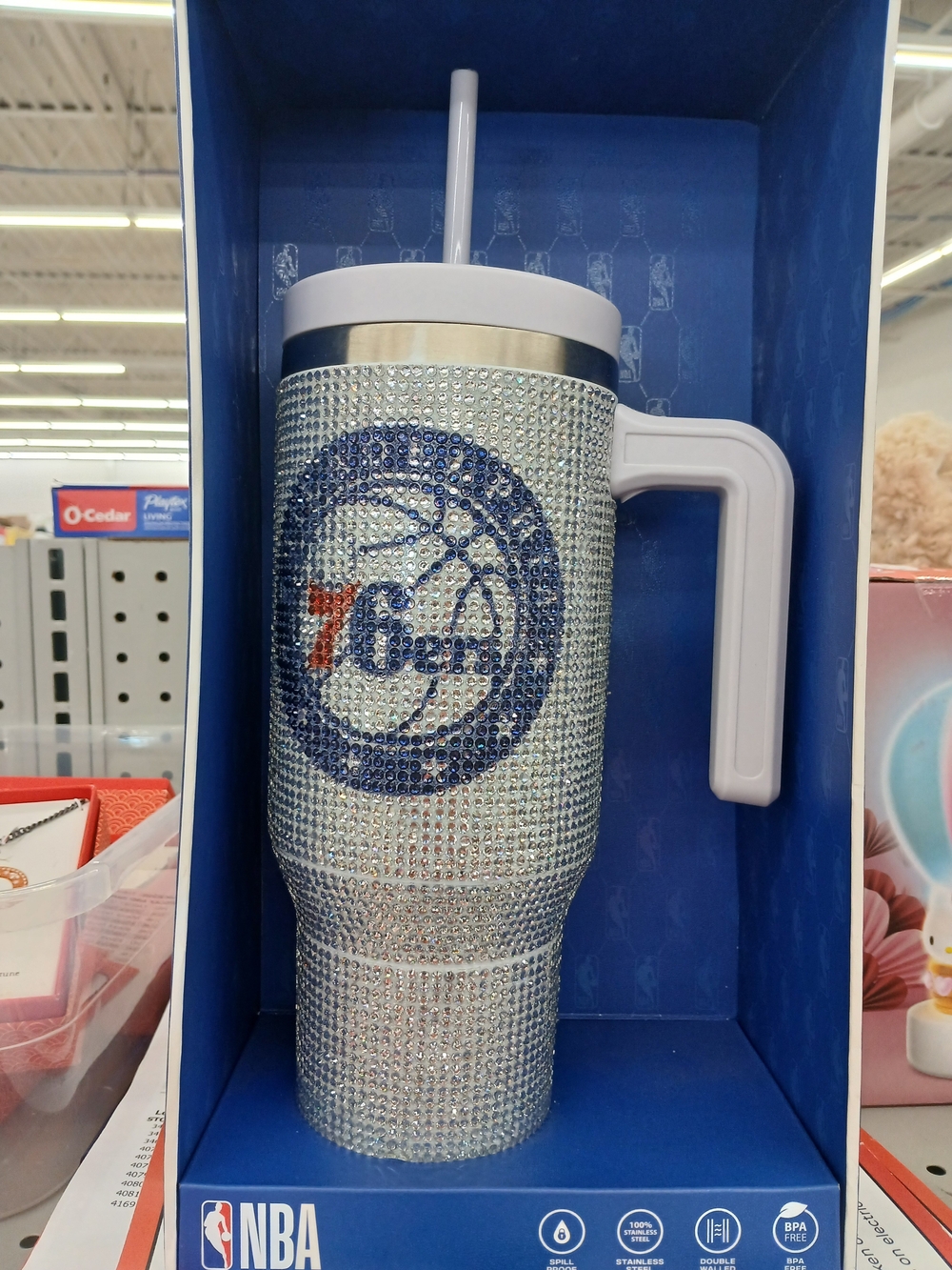 NBA Bling Stainless Steel Tumbler - Blue and Silver